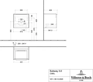 Villeroy & Boch WTUS Subway 3.0 L1 473x429x392mm m. Bel. 1 Ausz. Waschtisch m.tig Kansas Oak – Bild 5