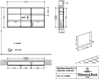 Villeroy & Boch Einbau-Spiegelschrank My View Now A456 1400x750x168mm mit Beleuchtung – Bild 5