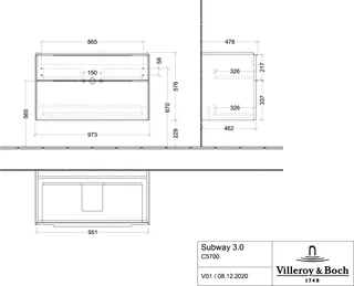 Villeroy & Boch WaschbeckenUS Subway 3.0 01 973x576x 462mm 2 Ausz. Waschbecken m.tig Graphite – Bild 4