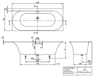 Villeroy & Boch Badewanne Loop&Friends LOF 1700x750x625mm re-eckig m. Sys CE TP2 Zul. Weiß Alpin – Bild 4