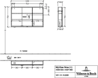 Villeroy & Boch Vorbau-Spiegelschrank My View Now A455 1200x750x168mm mit Beleuchtung – Bild 5