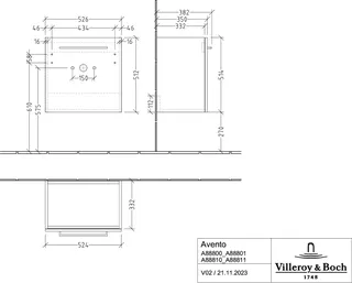 Villeroy & Boch WaschbeckenUS Avento 526x514x352mm 1trg. A:re Waschbecken m.tig Stone Oak – Bild 2