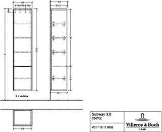 Villeroy & Boch Hochschrank Subway 3.0 C58700 400x1710x346mm 2 Türen A:re Pure White – Bild 4