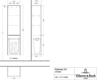 Villeroy & Boch HS Subway 3.0 00 450x1710x346mm 1trg. 1 Wäscheklappe A:li Kansas Oak – Bild 2