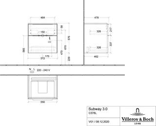 Villeroy & Boch WTUS Subway 3.0 L0 572x576x462mm m. Bel. 2 Ausz. Waschtisch m.tig Pure White – Bild 3