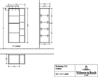 Villeroy & Boch Mittelschrank Subway 3.0 02 574x1200x346mm 2 Türen A:li Graphite – Bild 4