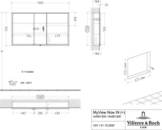 Villeroy & Boch Einbau-Spiegelschrank My View Now A458 1300x750x168mm mit Beleuchtung – Bild 4