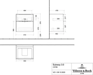 Villeroy & Boch WaschbeckenUS Subway 3.0 01 572x576x 462mm 2 Ausz. Waschbecken m.tig Graphite – Bild 4