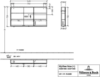 Villeroy & Boch Vorbau-Spiegelschrank My View Now A457 1400x750x168mm mit Beleuchtung – Bild 5