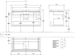 Villeroy & Boch WTUS Legato B604 1000x550x500mm 2 Ausz. Waschtisch m.tig Kansas Oak – Bild 4