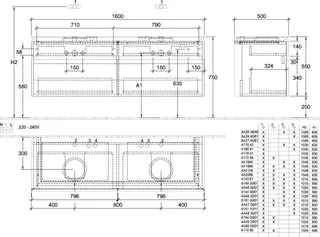 Villeroy & Boch WTUS Legato B600 1600x550x500mm 4 Ausz. für 2 Waschtisch Kansas Oak – Bild 2