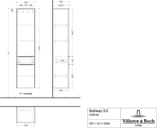 Villeroy & Boch Hochschrank Subway 3.0 00 400x1710x 346mm 2 Türen 1 Auszug A:re Nordic Oak – Bild 4