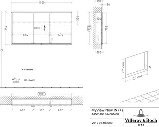 Villeroy & Boch Einbau-Spiegelschrank My View Now A458 1400x750x168mm mit Beleuchtung – Bild 4
