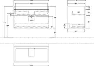 Villeroy & Boch WTUS Venticello A92601 953x590x502mm 2 Ausz. Waschtisch m.tig Kansas Oak – Bild 2