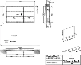 Villeroy & Boch Einbau-Spiegelschrank My View Now A456 1300x750x168mm mit Beleuchtung – Bild 5