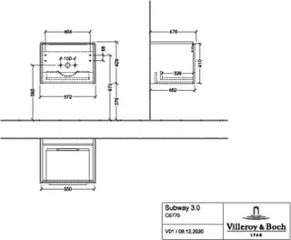 Villeroy & Boch WTUS Subway 3.0 00 572x429x462mm 1 Ausz. Waschtisch m.tig Brilliant White – Bild 5