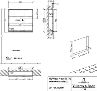 Villeroy & Boch Einbau-Spiegelschrank My View Now A458 800x750x168mm mit Beleuchtung – Bild 5