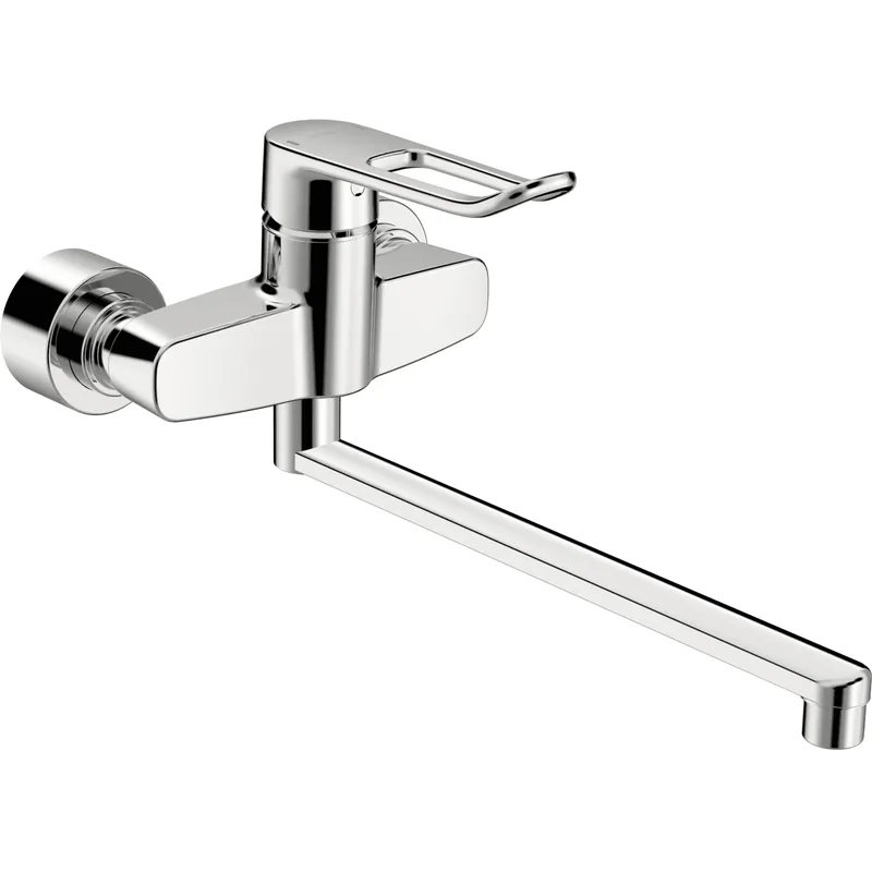 EHM Waschtisch-Batt. HANSACLINICA 0154 Bügelh Bed.he. lang Ausld. 377 mm DN15 chr