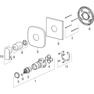EHM FM-Set f. Brausebatt. HANSASTELA 8785 Rosette eckig chr – Bild 4