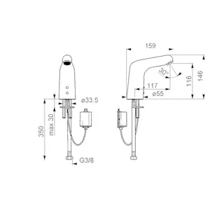 Waschtisch-Batt. HANSAMEDIPRO 0567 6V Kaltw. Bluetooth Ausld. 117 mm DN15 chr – Bild 4