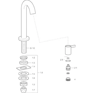 EHM Waschtisch-Batt. HANSANOVA 5091 Ausld. 131 mm DN15 Matt-Schwarz – Bild 4