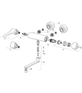 Waschtisch-Batt. HANSACLINICA 0880 Bed.he. lang Ausld. 285 mm chr – Bild 5