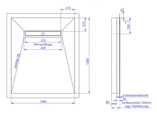 SD LINE PLUS SCHEDEL 4seitig Bianco weiß 1000x1200 (Rinne 600 mm) Pure Sperrw.50