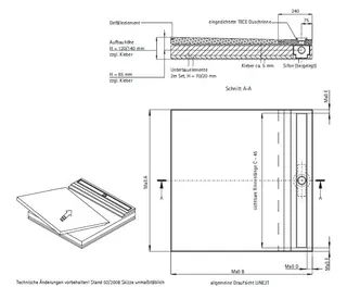 SD barr-frei Dusche LINE Rinne TECE bis 1,20 qm, Sonderanfertigung