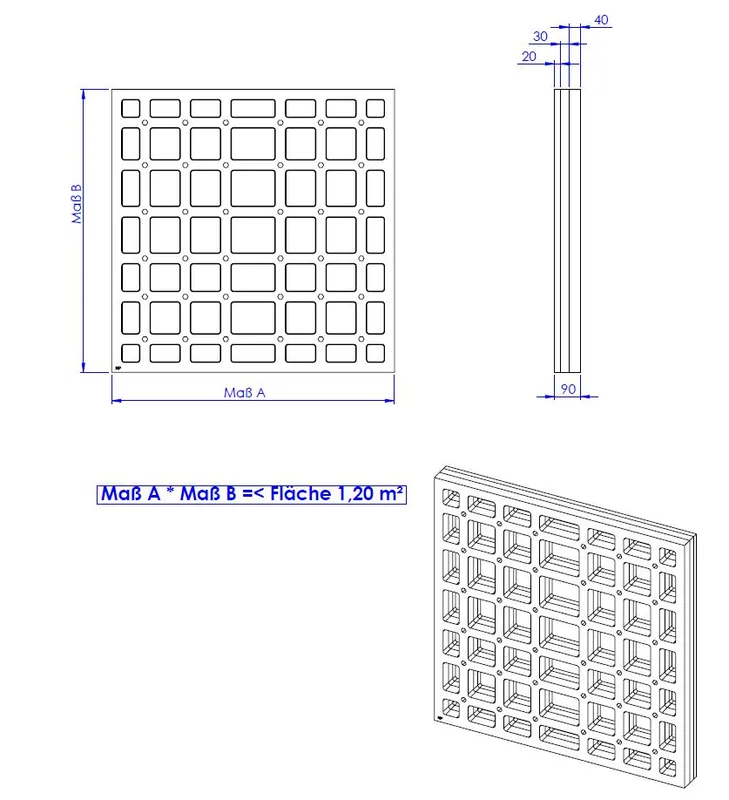SD U-BauEL für Plan Plus QuadroU Sonderanfertigung 20/30/40 bis 1,20 qm