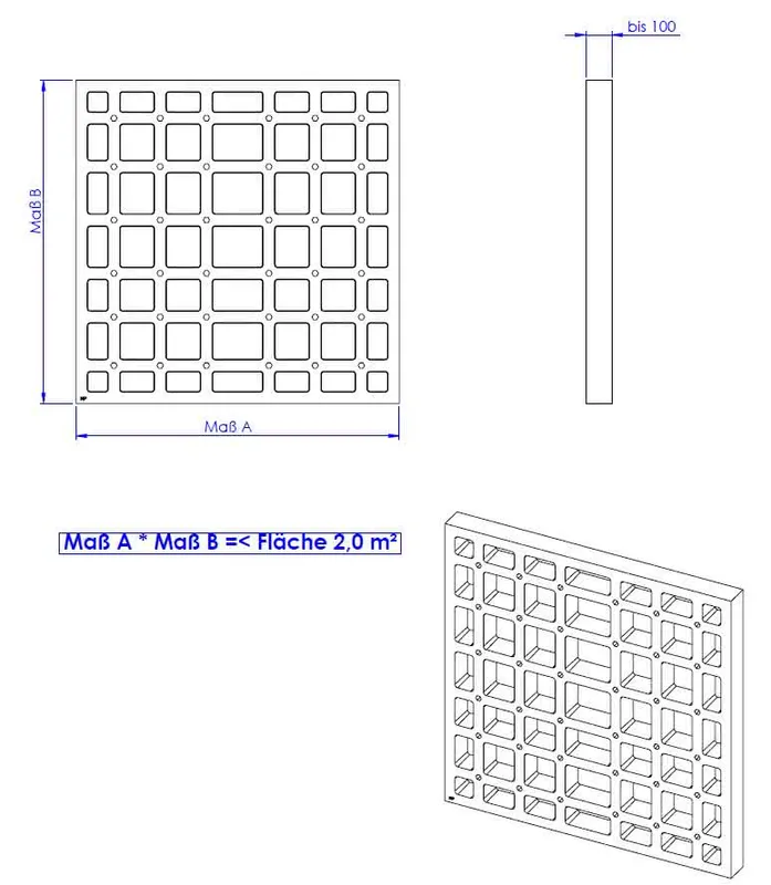 SD Waben U-BauEL f. barr-frei DU bis 2,0 qm Freiform bis 110 mm