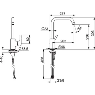EHM Küchenarm. HANSAPALENO 5652 Ausld. 203 mm DN15 chr – Bild 2