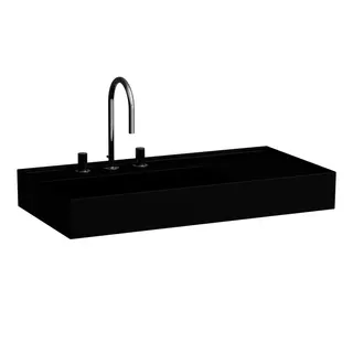 Waschtisch K-LAUFEN 460x900x150 1 Hlo.Ül. versteckter Abl. Ablg. rechts schw ma. – Bild 2