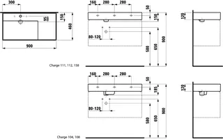 Waschtisch K-LAUFEN 460x900x150 1 Hlo.Ül. versteckter Abl. Ablg. rechts grau ma. – Bild 2