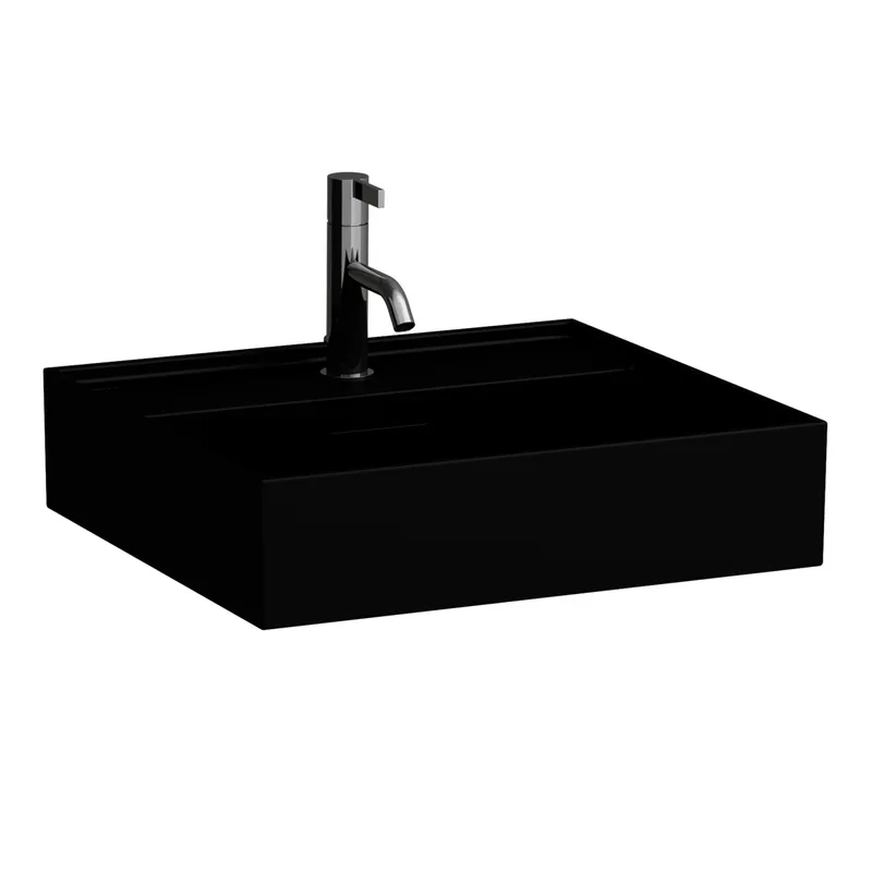 Waschtisch K-LAUFEN 460x500x145 1 Hahnloch mit Überlauf schwarz matt