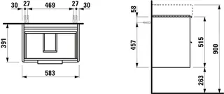Laufen WTU BASE 391x583x515 2 Schubl m.Griff f.WT H810283 verkehrsgrau – Bild 2