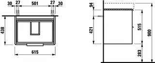 WTU für 65er Waschtisch, 515x615x440mm trend4YOU 3.0, ulme dunkel – Bild 2