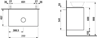 Laufen WTU THENEWCLASSIC 457x777x600 Aus mi 2 Schubl P/P f.WT H812852/3 weiß matt – Bild 2