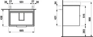 Laufen WTU BASE 438x665x515 2 Schubl m.Griff f.WT H810967 verkehrsgrau – Bild 2