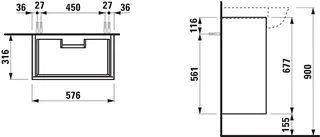 Laufen WTU THENEWCLASSIC 316x576x677 2Schubl Push/Pull f.WT H813853 weiß matt – Bild 2