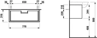 Laufen WTU THENEWCLASSIC 316x776x344 1Schubl Push/Pull f.WT H813855 weiß matt – Bild 2