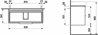 Laufen WTU BASE 391x930x515 2 Schubl m.Griff f.WT H810287 verkehrsgrau – Bild 2
