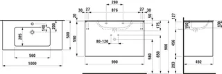 Laufen WT+WTU PRO S SET BASE500x1000x610 1Hl mit Überlauf2Schubl. Push/Pull we/verkehrsgrau – Bild 2