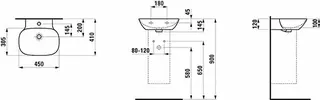 Laufen HWB INO 450x410x145 1 Hahnloch ohne Überlauf weiß – Bild 2