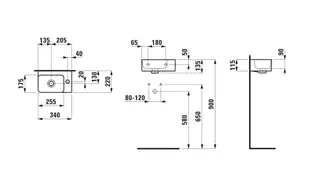 Laufen HWB VAL 220x340x135 asymmetrisch 1. Hl. rechts ohne Überlauf weiß – Bild 2