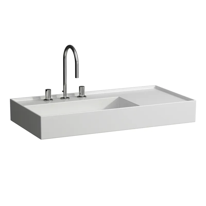 Aufsatz-Waschtisch K-LAUFEN 460x900x150 1 Hahnloch ohne Überlauf versteckter Abl. Ablg. rechts we