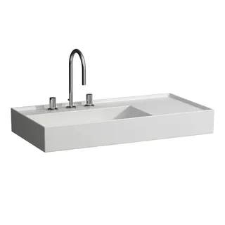 Aufsatz-Waschtisch K-LAUFEN 460x900x150 1 Hahnloch ohne Überlauf versteckter Abl. Ablg. rechts we