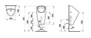 Laufen Absaugeurinal CAPRINO PLUS spülrandlo s 350x320x645 m. Strg Batterie weiß matt – Bild 2