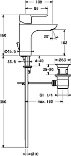 Hansa HansaLigna Waschtisch-Batterie 0609 mit Ablaufgarnitur, chrom – Bild 2