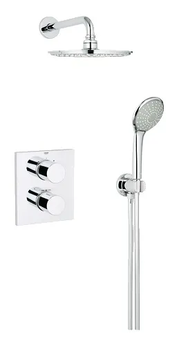 Dusche-Set: Grohe Grohtherm 3000 Unterputz 2 - mit Thermostat, Handbrause und Kopfbrause 210mm