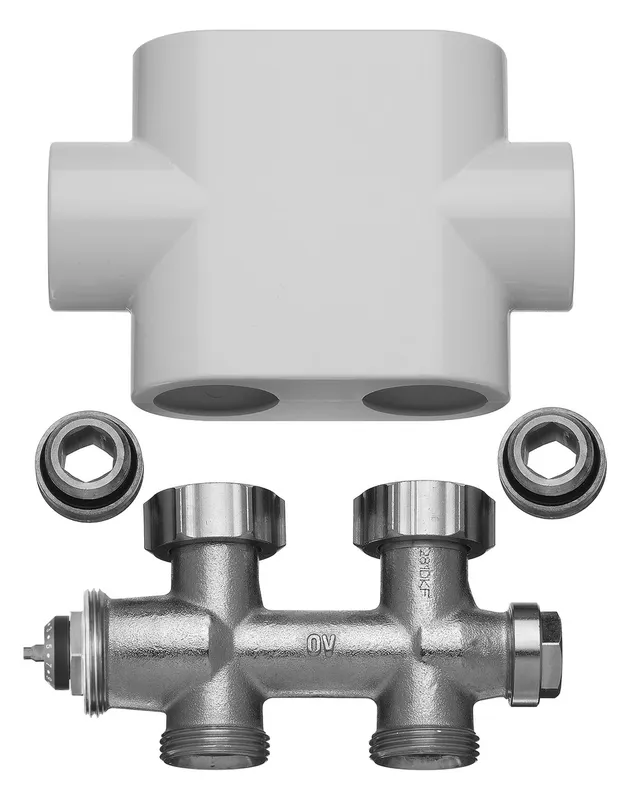 Kermi Ventilhahnblock DG inkl. Blende weiß, mit dynamischer Durchflussregelung